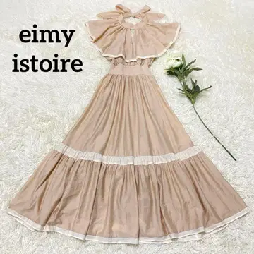 [ eimy istoire ] 대비 플레어 롱 원피스 백리본
