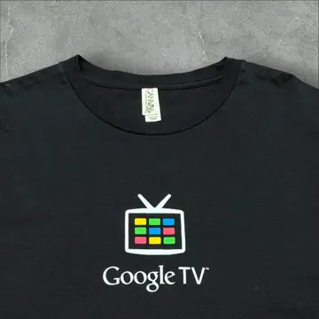 레어 Google TV 초기 로고 기업 T셔츠 블랙 L 테크 구글