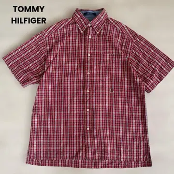 TOMMY HILFIGER 반팔 셔츠 체크 레드 M 90's