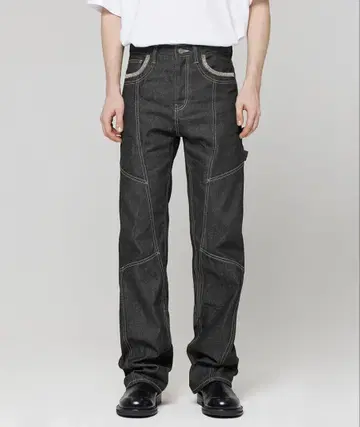 MAISONMINED OBLIQUE 세미 와이드 데님 팬츠