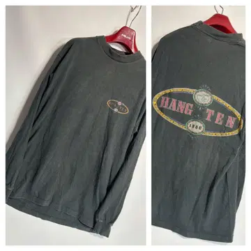 ~80's 빈티지 HANGTEN 한텐 USA제 올드 서프 롱T 블랙 M