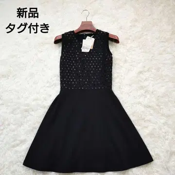 택 포함 새상품 CARVEN 칼벤 플레어 원피스 무릎 기장 블랙