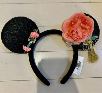 Disney 머리띠 일본풍 꽃 태슬 블랙