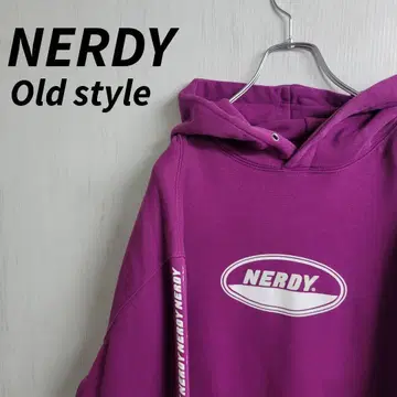 [레어] NERDY 널디 후드티 L 퍼플 사이드 로고 빅 로고