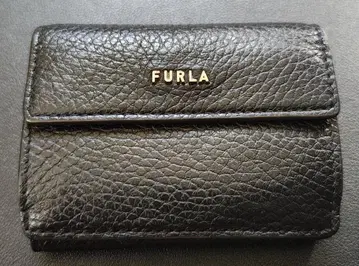 새상품급 FURLA 훌라 3단 폴더형 지갑 블랙 가죽 미니 지갑