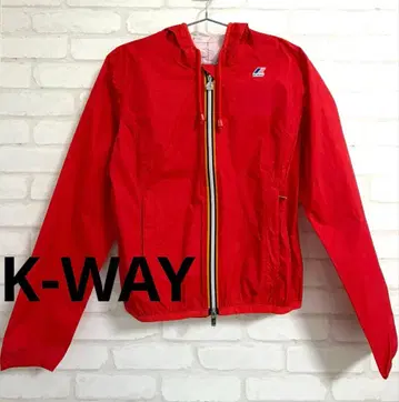 K-WAY 후드 부착 레드 나일론 자켓 사이즈 7