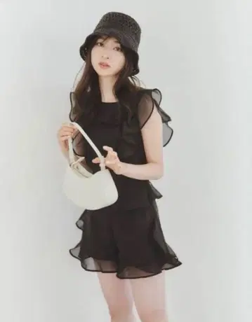 SNIDEL 오간자 시스루 셋업 블랙