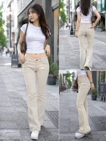 7 for all mankind 플레어 데님 W28 베이지 USA제