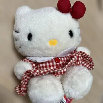 헬로키티 봉제 인형 체크 원피스 헤이세이 레트로