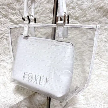 FOXEY VERRE PVC 클리어 토트백 화이트 가죽 엠보