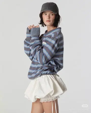 GLOWNY 보더 폴로 한국 y2k 드로 코드 M