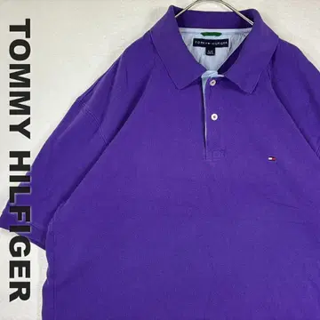 2051 TOMMY HILFIGER 피케 셔츠 XL 퍼플 로고 자수