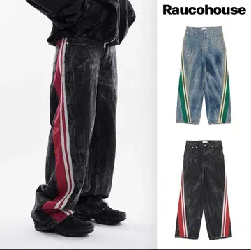 y2k 데님 팬츠 와이드 데님 트랙 팬츠 한국 Raucohouse