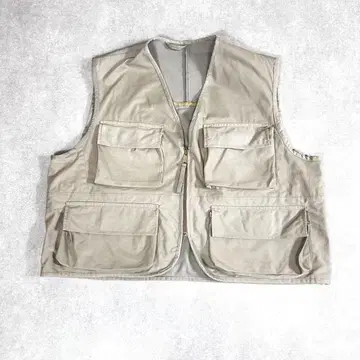 낚시용 조끼 아웃도어 멀티 포켓 카키 L 집업 구제 의류