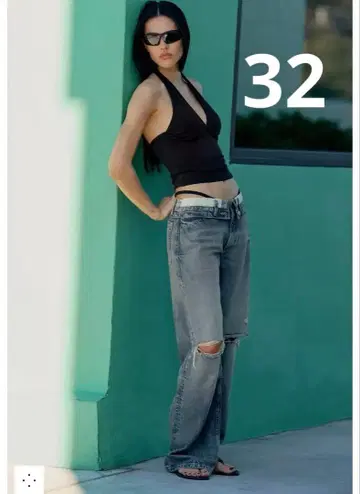 ZARA 턴업 미드 라이즈 데님 팬츠
