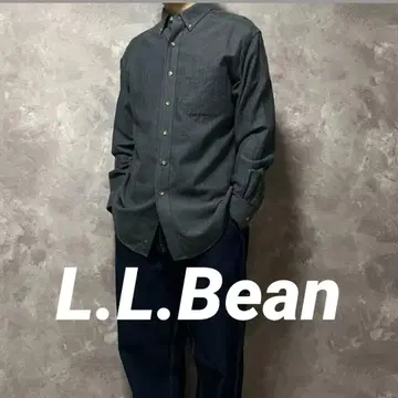 L.L.Bean 헤링본 긴팔 셔츠 다크 그레이 계열 블랙