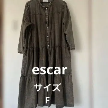 ESCAR 에스카 컬러 데님 티어드 원피스 프릴 옷깃 차콜 F