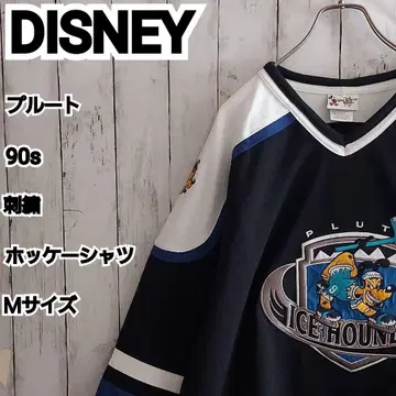 [ DISNEY ] 레어 디즈니 90s 플루토 자수 하키 셔츠 M 블랙