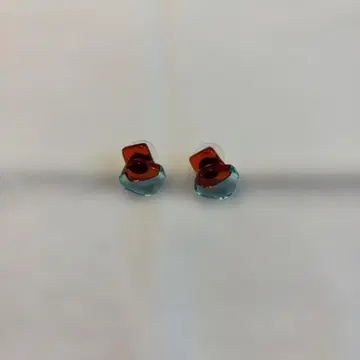 hara glass works / 유리 귀걸이 / 틴트 블루 & 오렌지