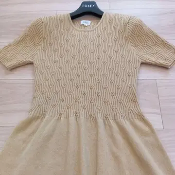 FOXEY BOUTIQUE 캐시미어 100% 반팔 니트 원피스 40