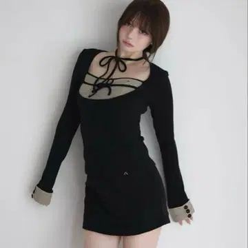 andmary Aiden 베이비 리본 세트업 블랙