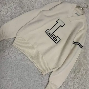 LACOSTE 로고 니트 아이보리 4 캐주얼 돌려입기 오샤레