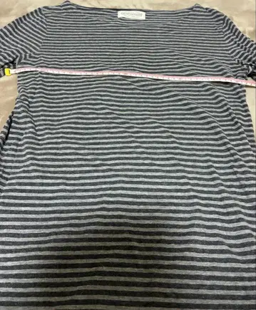 무료배송 (익명 배송) goa 스트라이프 긴팔 티셔츠 튜닉 그레이