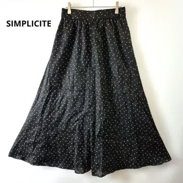 SIMPLICITE 유럽인 린넨 100% 도트 플레어 스커트 SIZE F