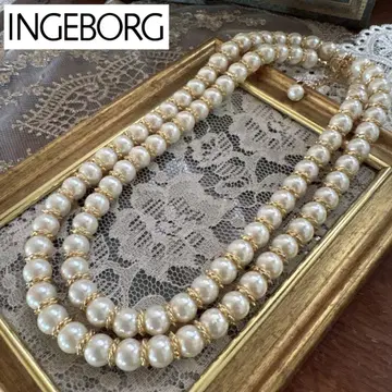 INGEBORG 펄 롱 목걸이 빈티지 골드