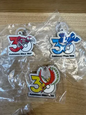 포켓몬 30주년 메탈 참 마스코트 그란돈 가이오가 칠색조