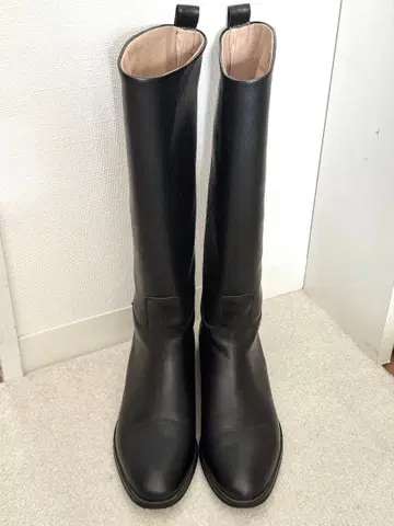 [ 새상품급 ] 가죽 롱 부츠 블랙 24.5cm 블랙