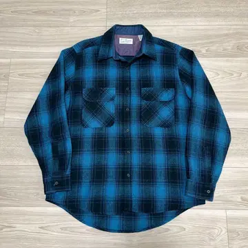 [ 극상 배색 ] 80's Sears 옴브레 체크 울 셔츠 블루 L
