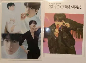 BTS JIN 진 클리어 파일 A5 사이즈 스마트폰 닦이 안경닦이 세트