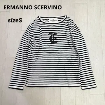 이탈리아제 ERMANNO SCERVINO 로고 자수 보더 티셔츠