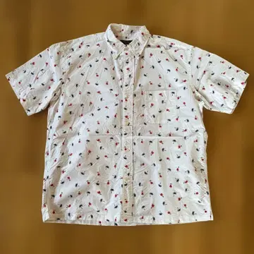 SUN SURF 플라걸 야자수 패턴 버튼다운 셔츠 XL