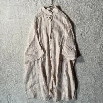 이와미긴잔 군겐도 토미 린넨 셔츠 원피스 일본제 은은한 핑크
