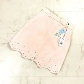 택 부착 CARVEN 벨루어 랩스커트 연핑크 사이즈 36*MD518