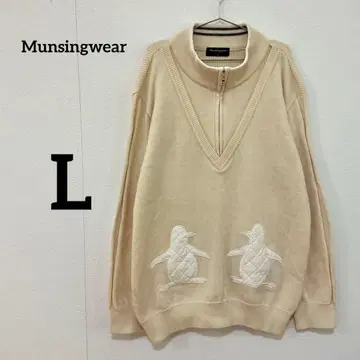 [ Munsingwear ] 하프 지퍼 니트 스웨터 펭귄 자수 L