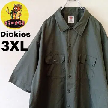 USA 구제 의류 Dickies 반팔 버튼 셔츠 3XL 모스그린