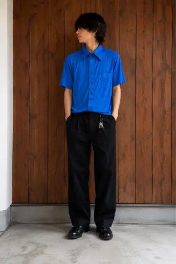 70s JCPenney 반팔 셔츠 USA제 파랑 M 상당