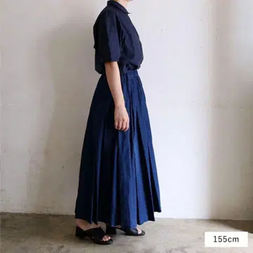 리제타 롱 스커트 인디고 코튼 린넨 일본제