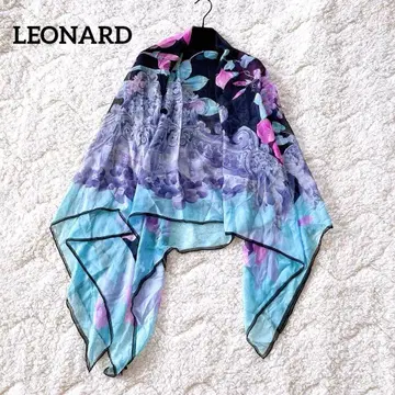 LEONARD 레오나르 실크 스톨 스카프 대형 정사각형 꽃무늬 로고