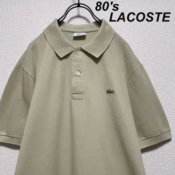 80s 빈티지 라코스테 피케 셔츠 연한 녹색 원 포인트 자수 로고 레어