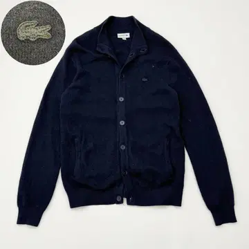 LACOSTE 네이비 캐시미어 블렌드 가디건 L 동일 컬러 로고