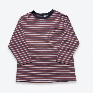 새상품급 Barns x ButtonWorks 멀티 보더 콘초 부착 롱T