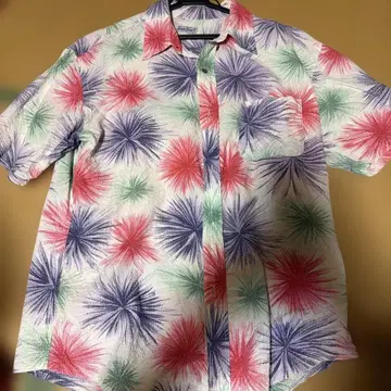 SUN SURF 하와이안 셔츠 불꽃놀이 패턴 반팔