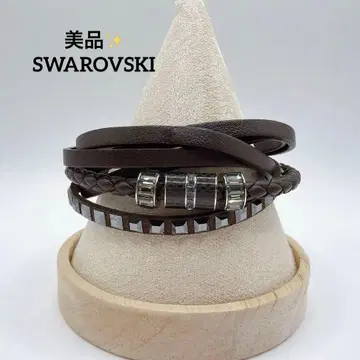 스와로브스키 Alto Brown Carbon 가죽 팔찌