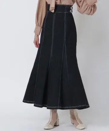 당일 발송 AND COUTURE 바닥 절개 밑단 플레어 데님 스커트