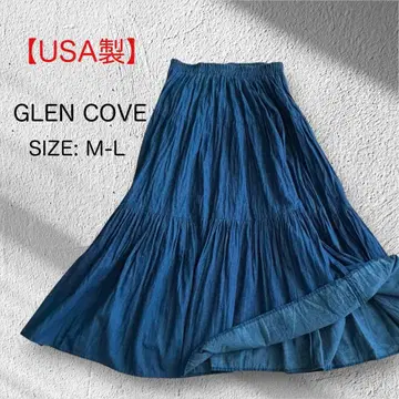 [ USA 제조 ] GLEN COVE 데님 롱 스커트 티어드 F