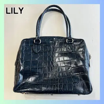 릴리 LILY 크롭 소가죽 악어 무늬 2way 토트백 네이비